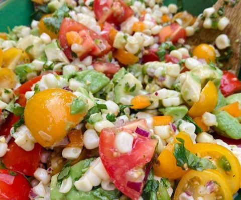 Rainbow Avocado Corn Salad