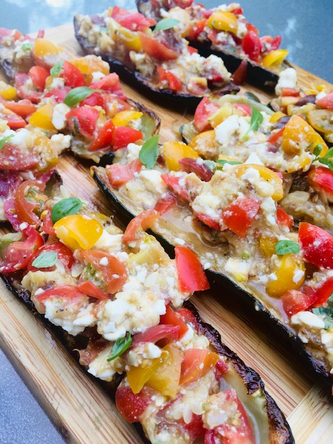 Zucchini Boats with Feta and Tomato