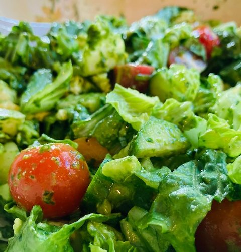 green salad with pesto dressing Pesto Garden Salad